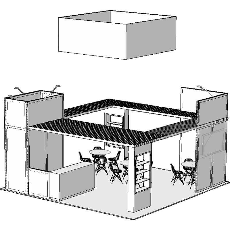 line drawing of Bio Original exhibit booth