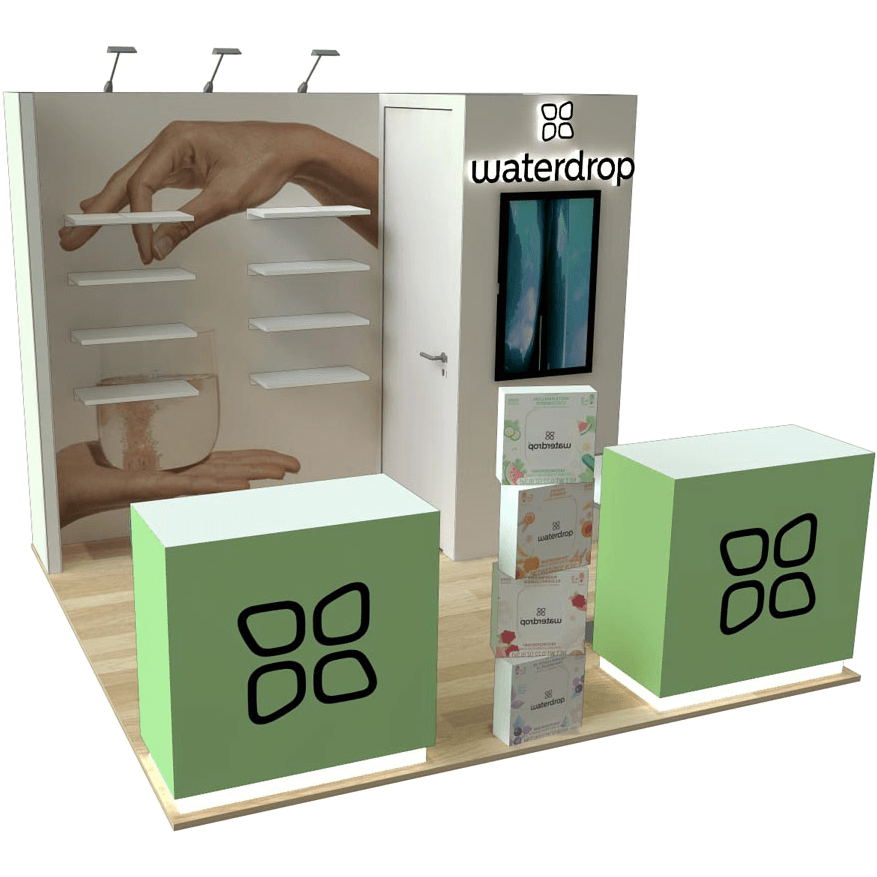 Waterdrop exhibit booth available in the Daytona Beach and Palm Coast, FL