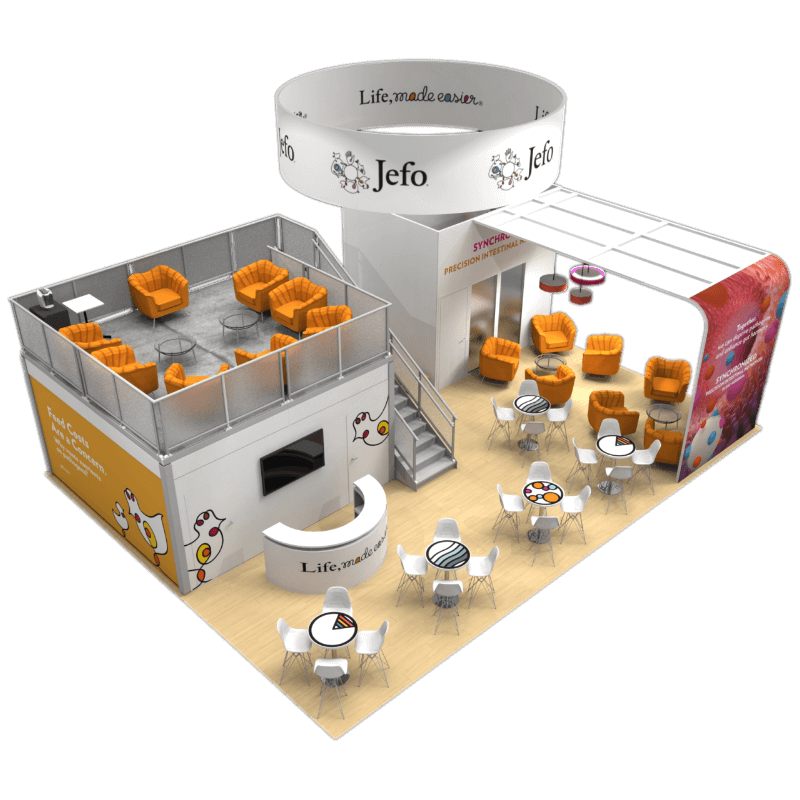 Smart exhibit design showcasing island & larger layout at a trade show in Orlando, FL