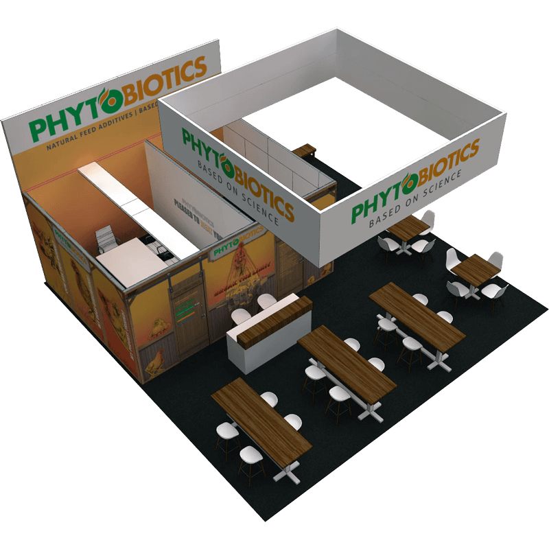 Smart exhibit design showcasing phytobiotics layout at a trade show in Orlando, FL