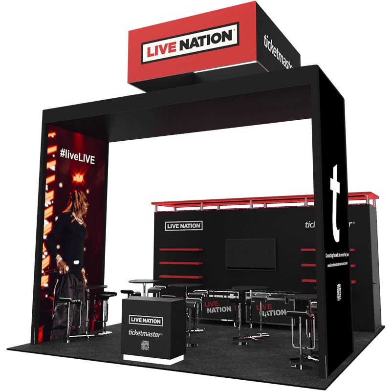 Smart exhibit design showcasing 20x20 layout at a trade show in Orlando, FL