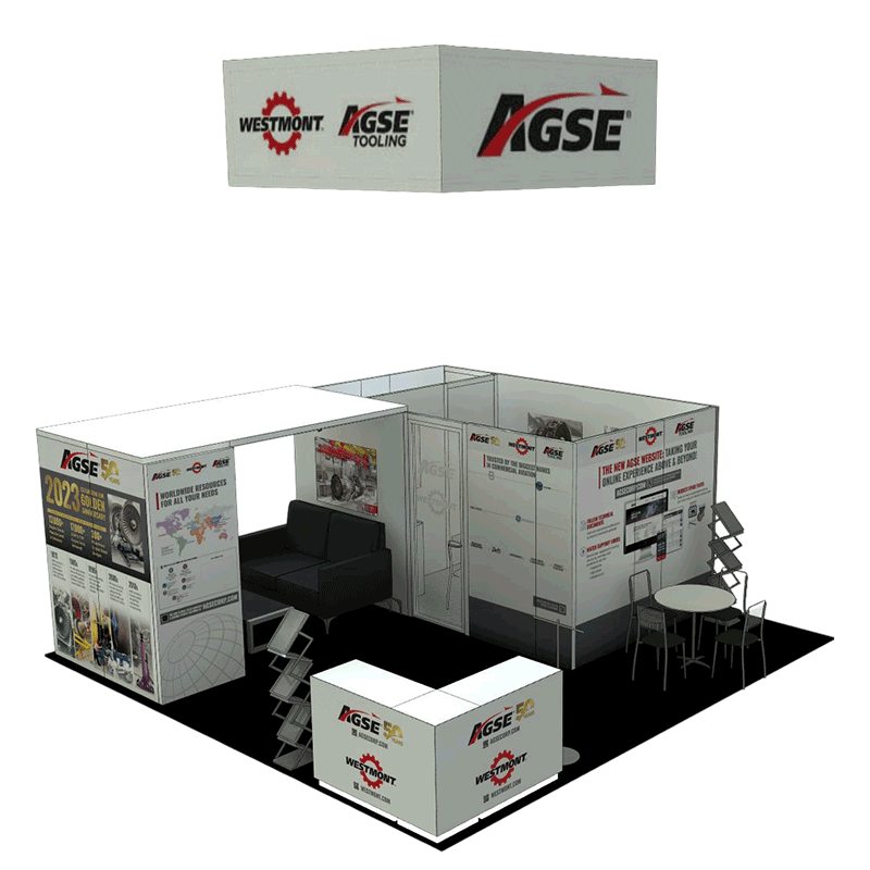 AGSE 20x20 booth design at KSE exhibit featuring modern layout and branding in Orlando FL