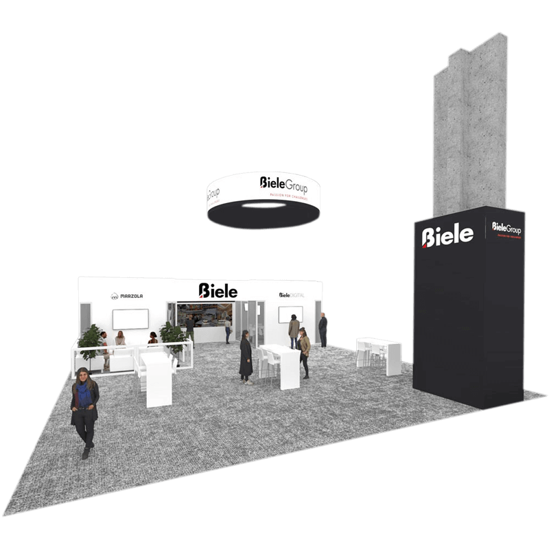 Orlando, FL booth design for a Bible expo, utilizing Biele 40x50 to display faith-based literature