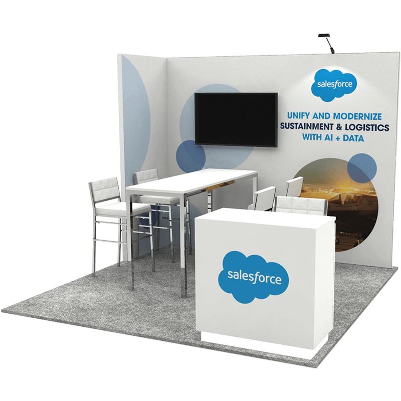 Smart exhibit design showcasing Salesforce layout at a trade show in Orlando, FL