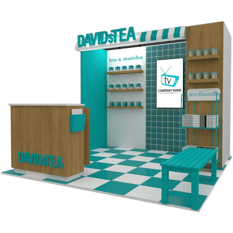 Smart exhibit design showcasing davidstea layout at a trade show in Orlando, FL