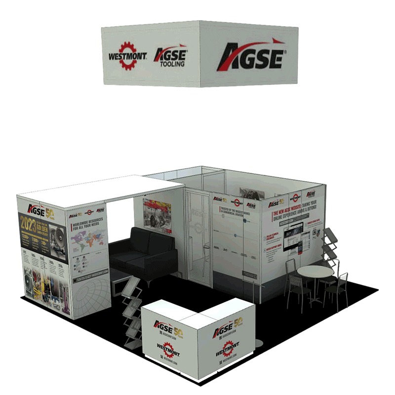 AGSE 20×20 trade show booth design featuring Westmont, located in Orlando, FL